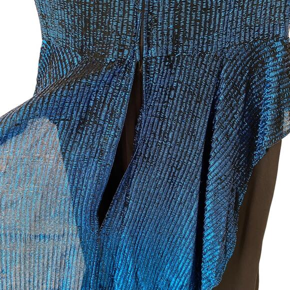 T Juniors Vintage 70s Disco Blue Metallic Peplum Dress size small 3 - Picture 5 of 11